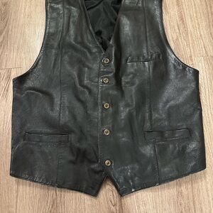 Boutique of Leathers Black Button Leather Vest